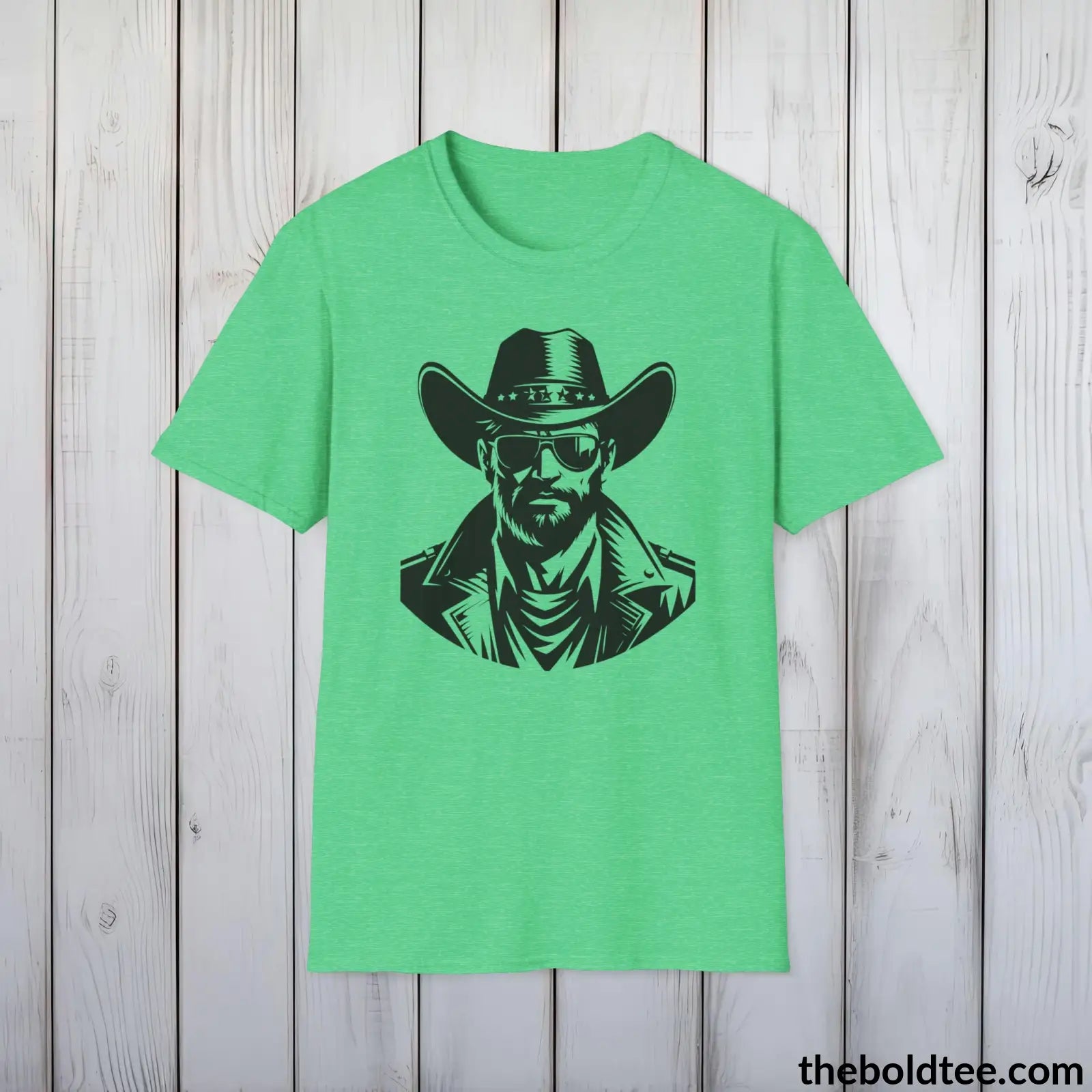 Epic Western Cowboy Tee - Premium Soft Cotton Crewneck Unisex T - Shirt 8 Trendy Colors Heather