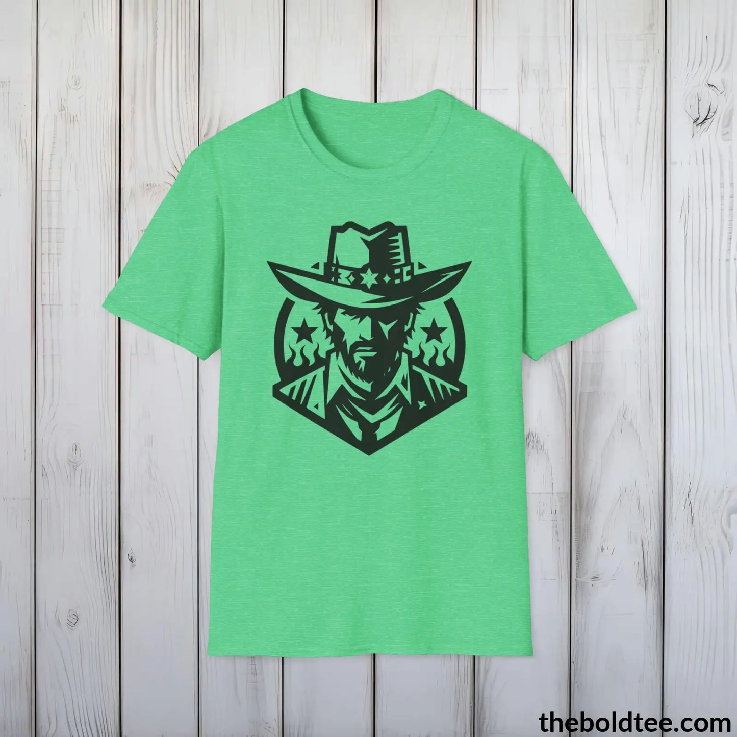 Epic Western Cowboy Tee - Premium Soft Cotton Crewneck Unisex T - Shirt 8 Trendy Colors Heather