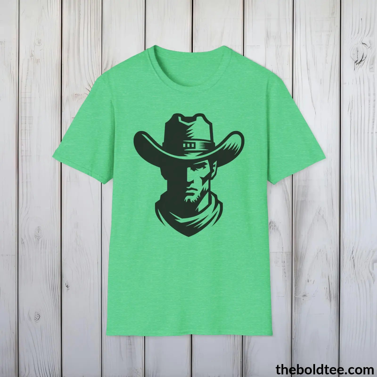 Epic Western Cowboy Tee - Premium Soft Cotton Crewneck Unisex T - Shirt 8 Trendy Colors Heather