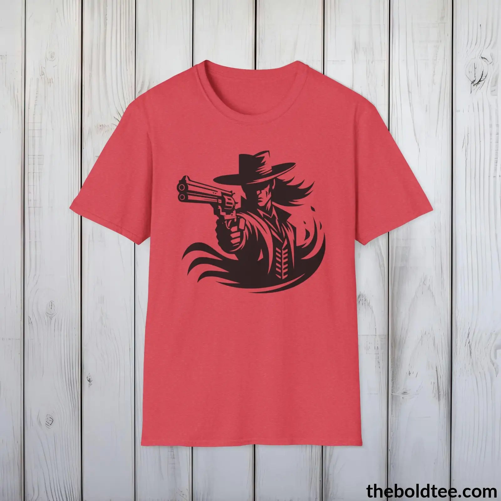 Epic Western Cowboy Tee - Premium Soft Cotton Crewneck Unisex T - Shirt 8 Trendy Colors Heather Red