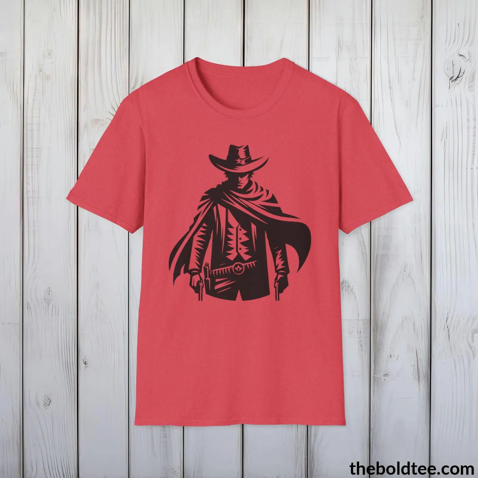 Epic Western Cowboy Tee - Premium Soft Cotton Crewneck Unisex T - Shirt 8 Trendy Colors Heather Red