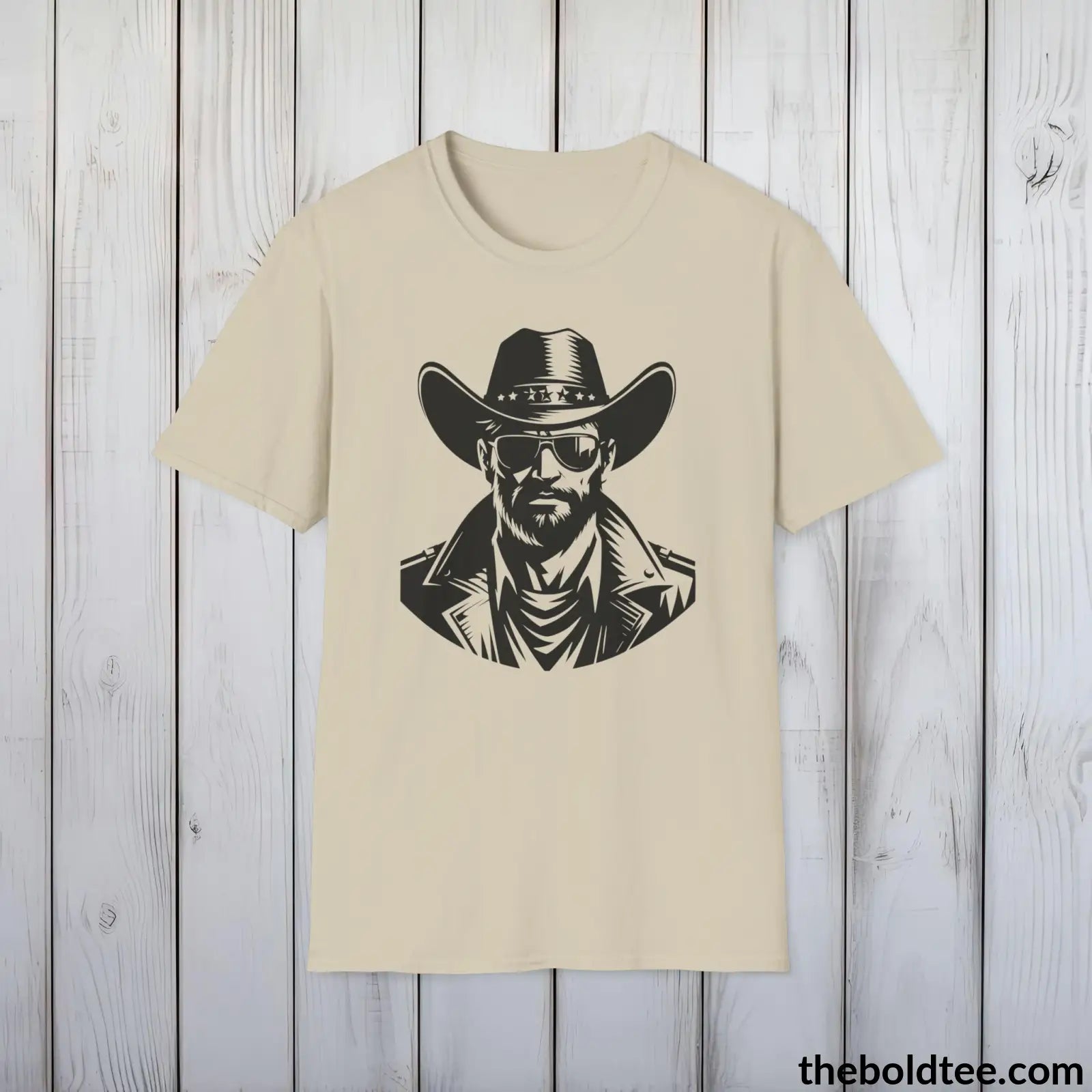 Epic Western Cowboy Tee - Premium Soft Cotton Crewneck Unisex T - Shirt 8 Trendy Colors Sand / S