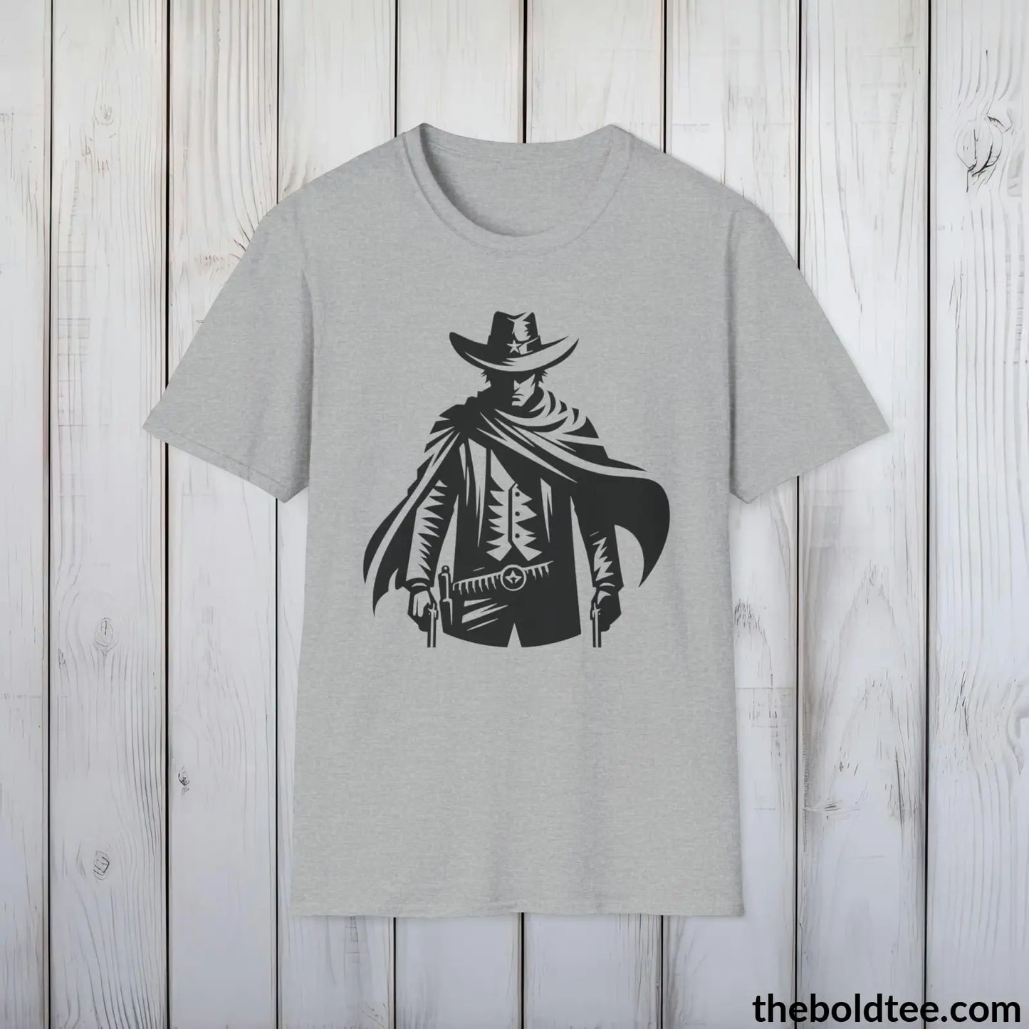 Epic Western Cowboy Tee - Premium Soft Cotton Crewneck Unisex T - Shirt 8 Trendy Colors Sport Grey