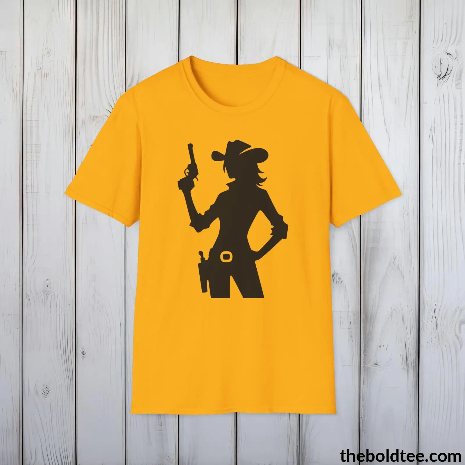 Epic Western Cowgirl Tee - Premium Soft Cotton Crewneck Unisex T - Shirt 8 Trendy Colors Gold / S