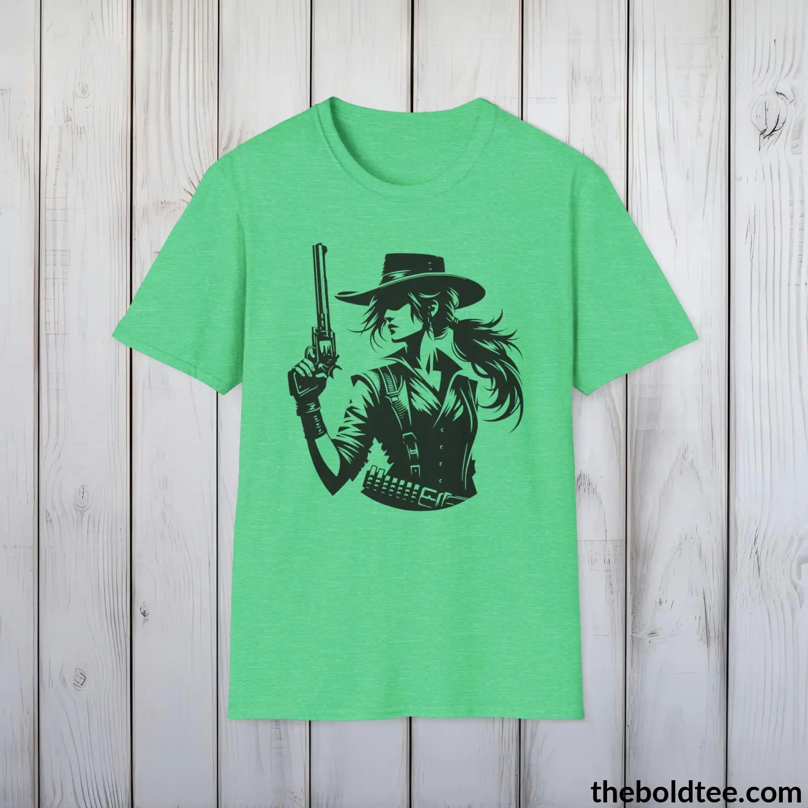 Epic Western Cowgirl Tee - Premium Soft Cotton Crewneck Unisex T - Shirt 8 Trendy Colors Heather