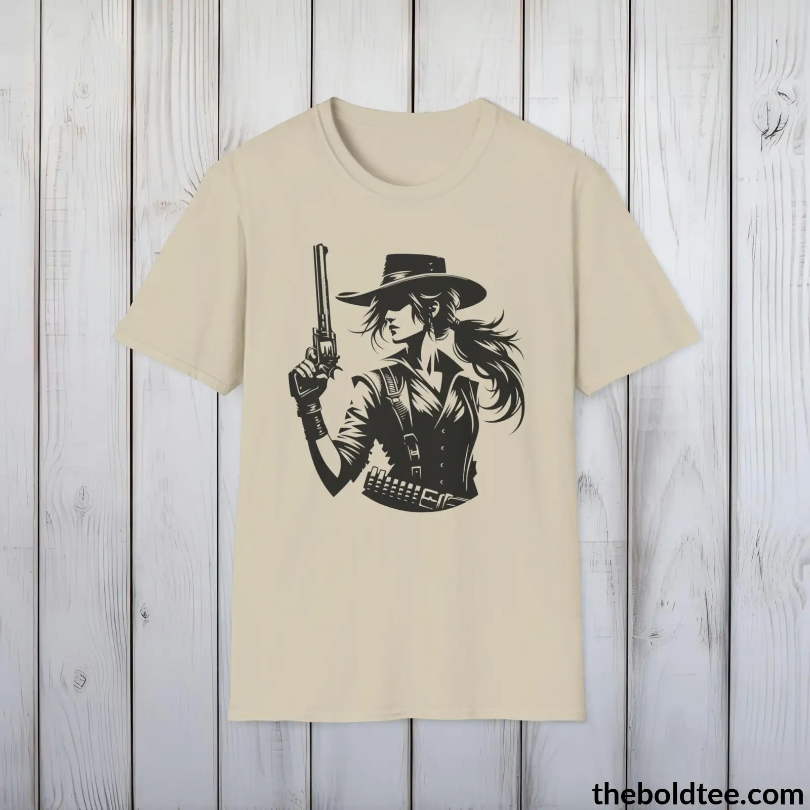 Epic Western Cowgirl Tee - Premium Soft Cotton Crewneck Unisex T - Shirt 8 Trendy Colors Sand / S