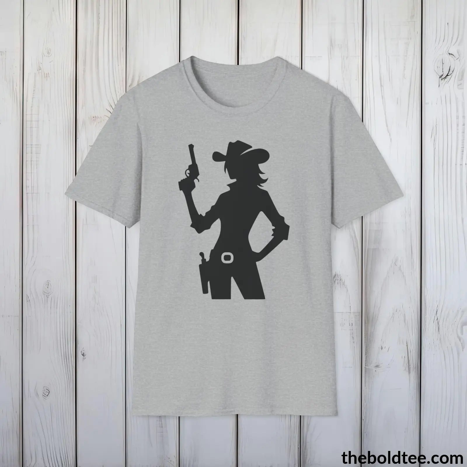 Epic Western Cowgirl Tee - Premium Soft Cotton Crewneck Unisex T - Shirt 8 Trendy Colors Sport Grey