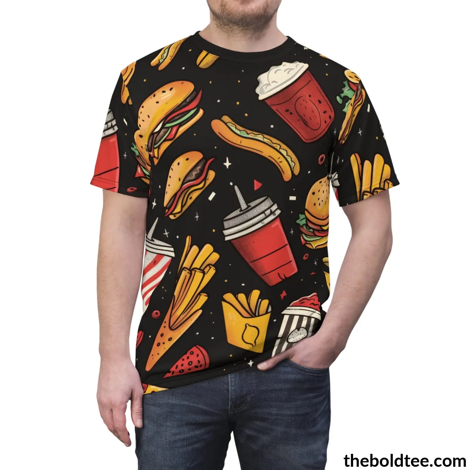 Fast Food Tee - Premium All Over Print Crewneck Shirt Prints