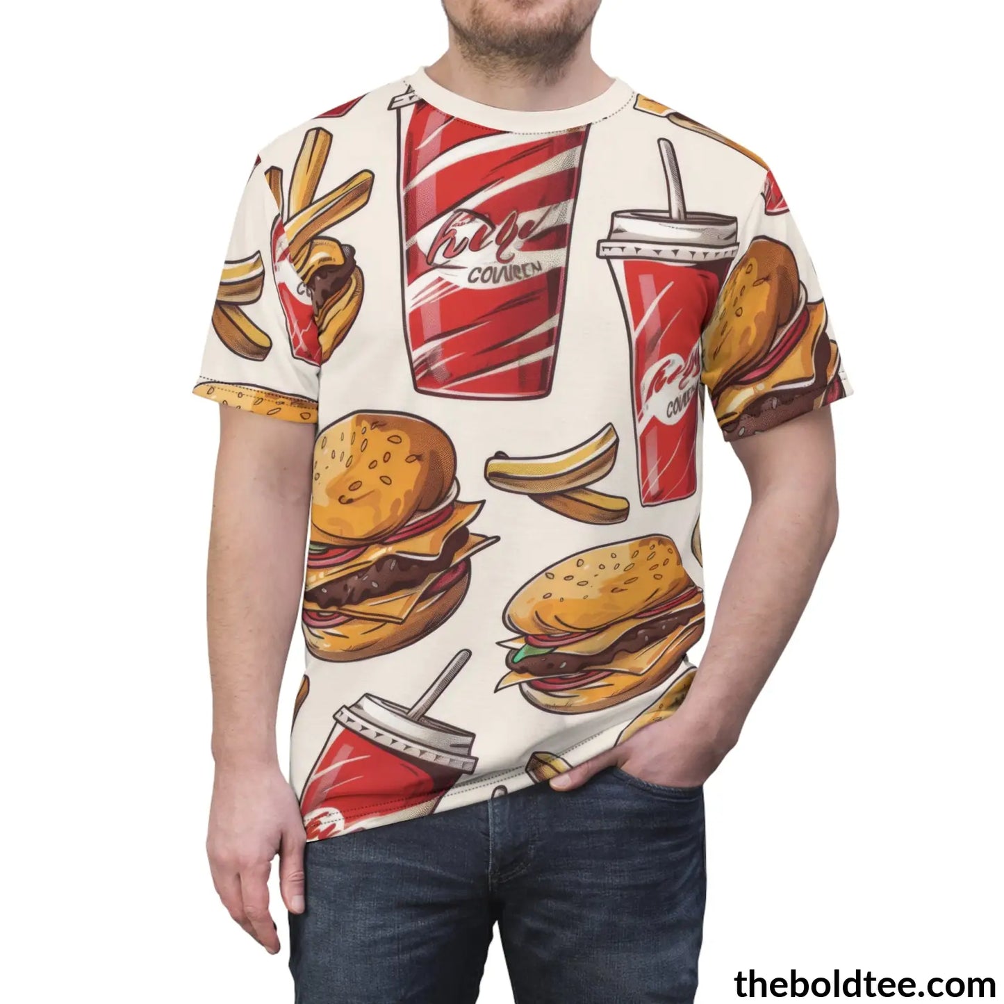 Fast Food Tee - Premium All Over Print Crewneck Shirt Prints