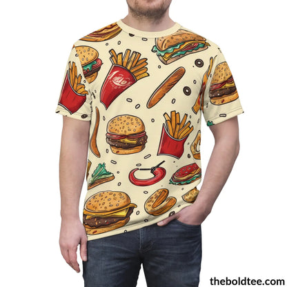 Fast Food Tee - Premium All Over Print Crewneck Shirt Prints