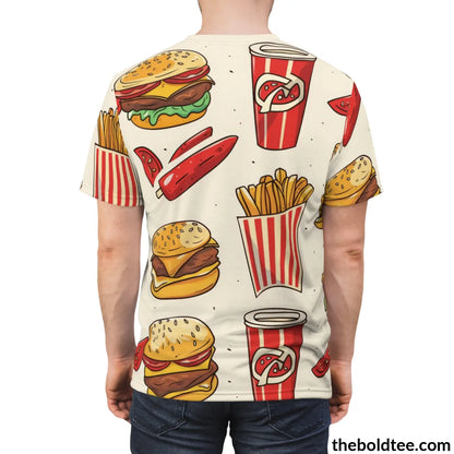 Fast Food Tee - Premium All Over Print Crewneck Shirt Prints