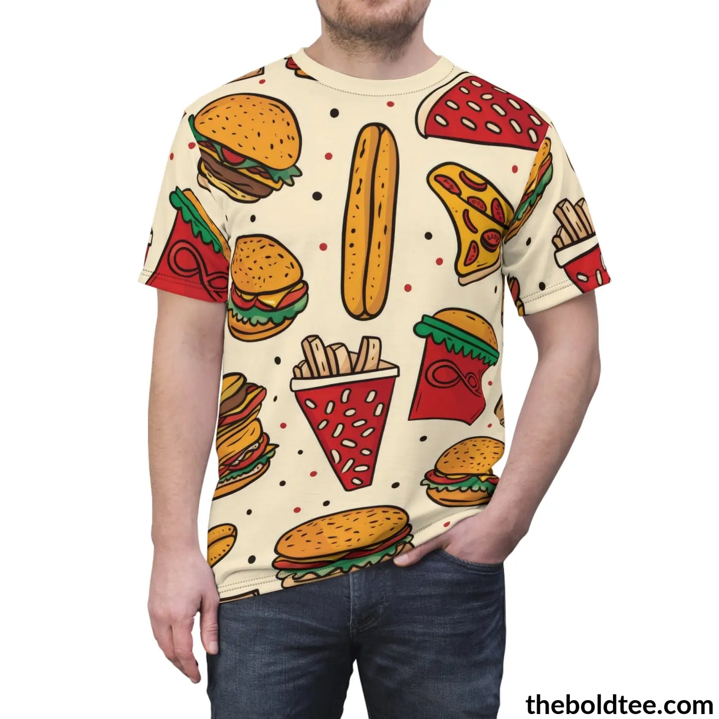 Fast Food Tee - Premium All Over Print Crewneck Shirt Prints