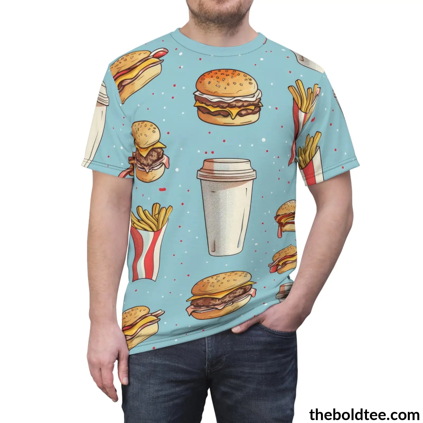 Fast Food Tee - Premium All Over Print Crewneck Shirt Prints