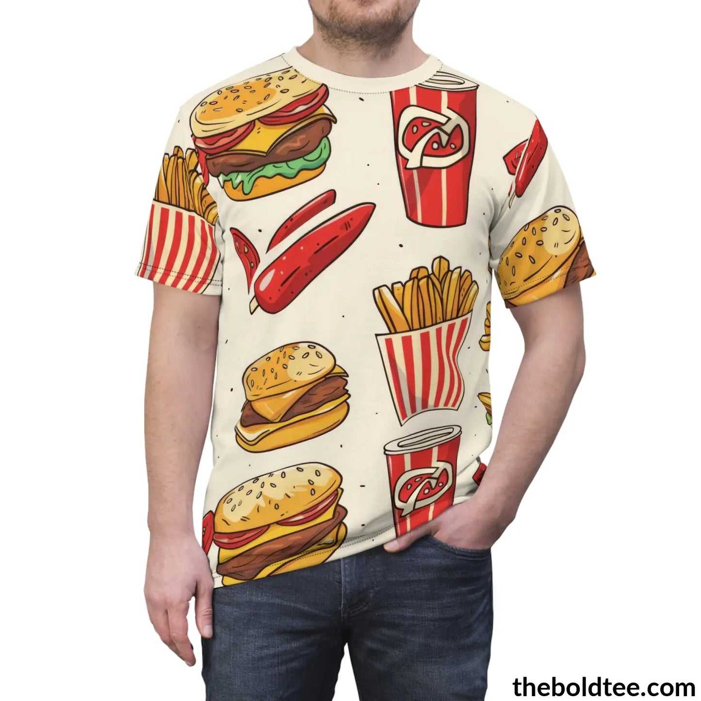 Fast Food Tee - Premium All Over Print Crewneck Shirt Prints