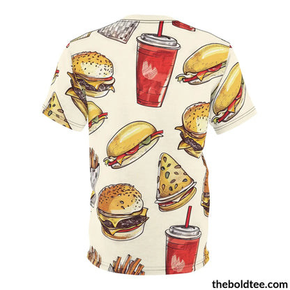 Fast Food Tee - Premium All Over Print Crewneck Shirt Prints