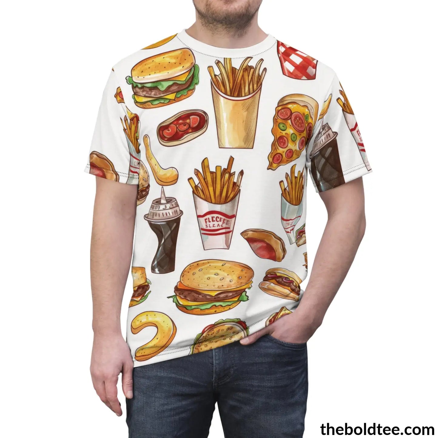 Fast Food Tee - Premium All Over Print Crewneck Shirt Prints