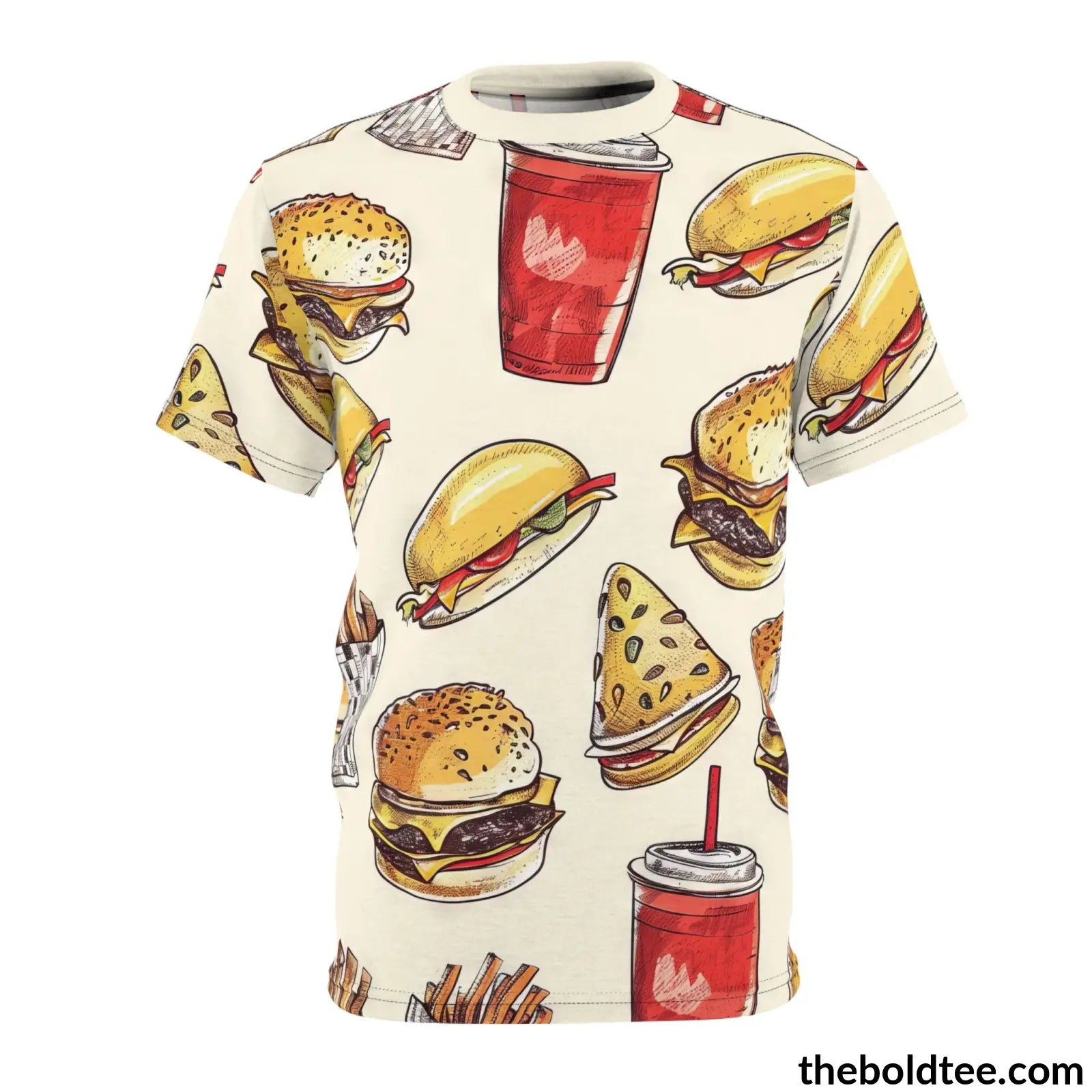 Fast Food Tee - Premium All Over Print Crewneck Shirt S Prints