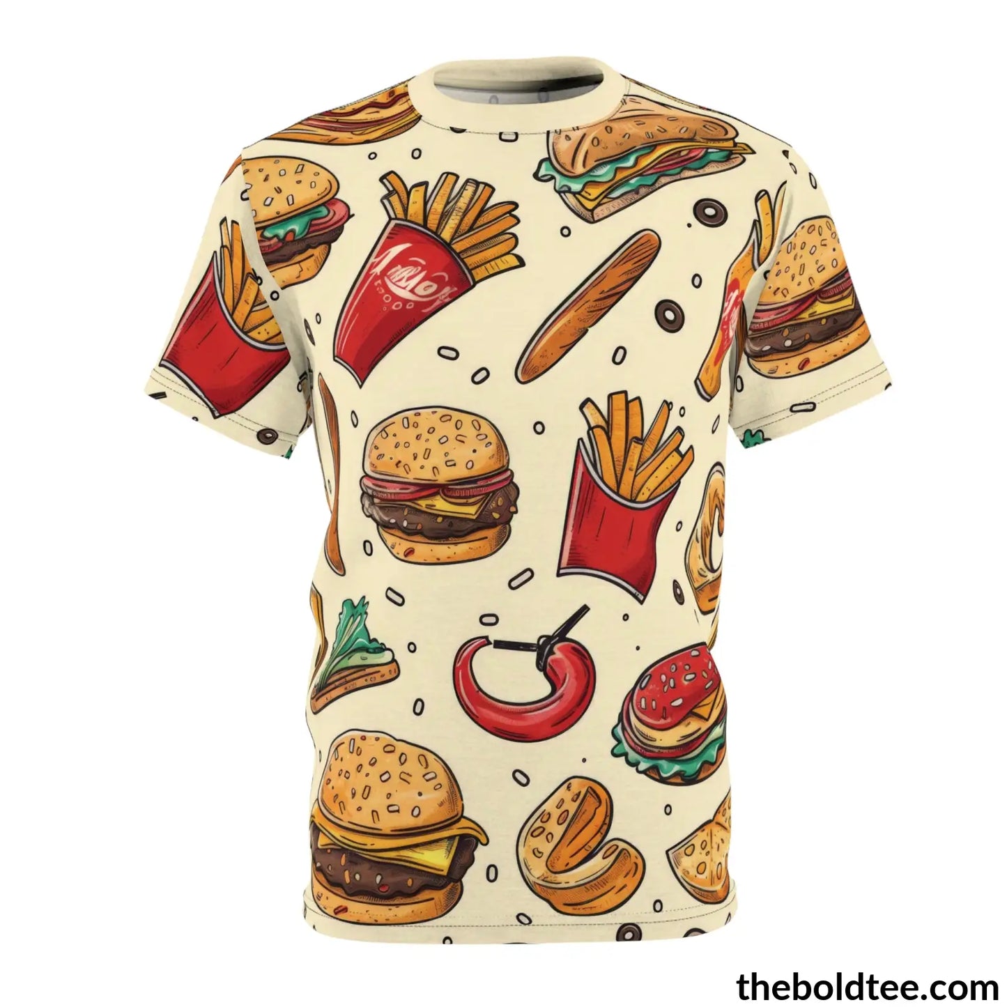 Fast Food Tee - Premium All Over Print Crewneck Shirt S Prints