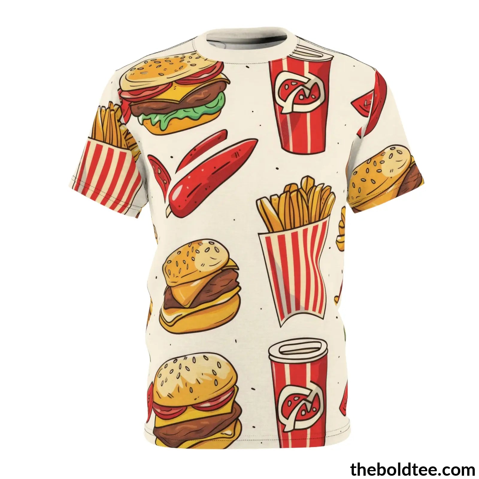 Fast Food Tee - Premium All Over Print Crewneck Shirt S Prints