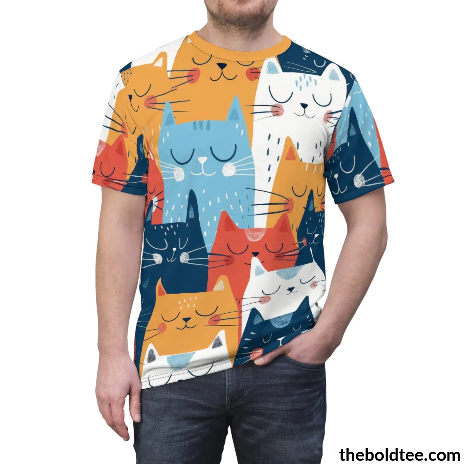 Funny Cats Tee - Premium All Over Print Crewneck Shirt Prints