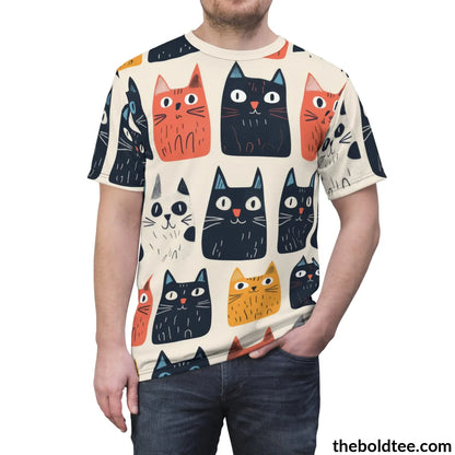 Funny Cats Tee - Premium All Over Print Crewneck Shirt Prints