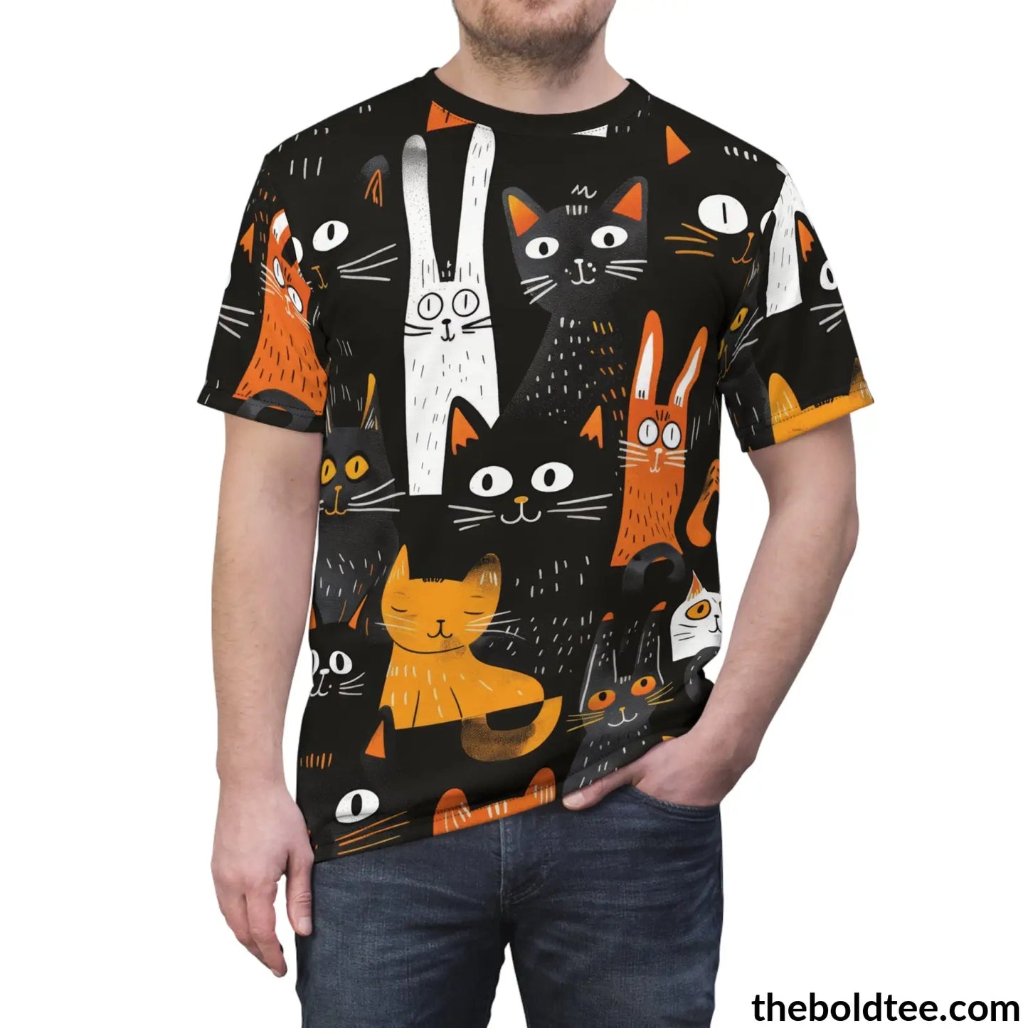 Funny Cats Tee - Premium All Over Print Crewneck Shirt Prints