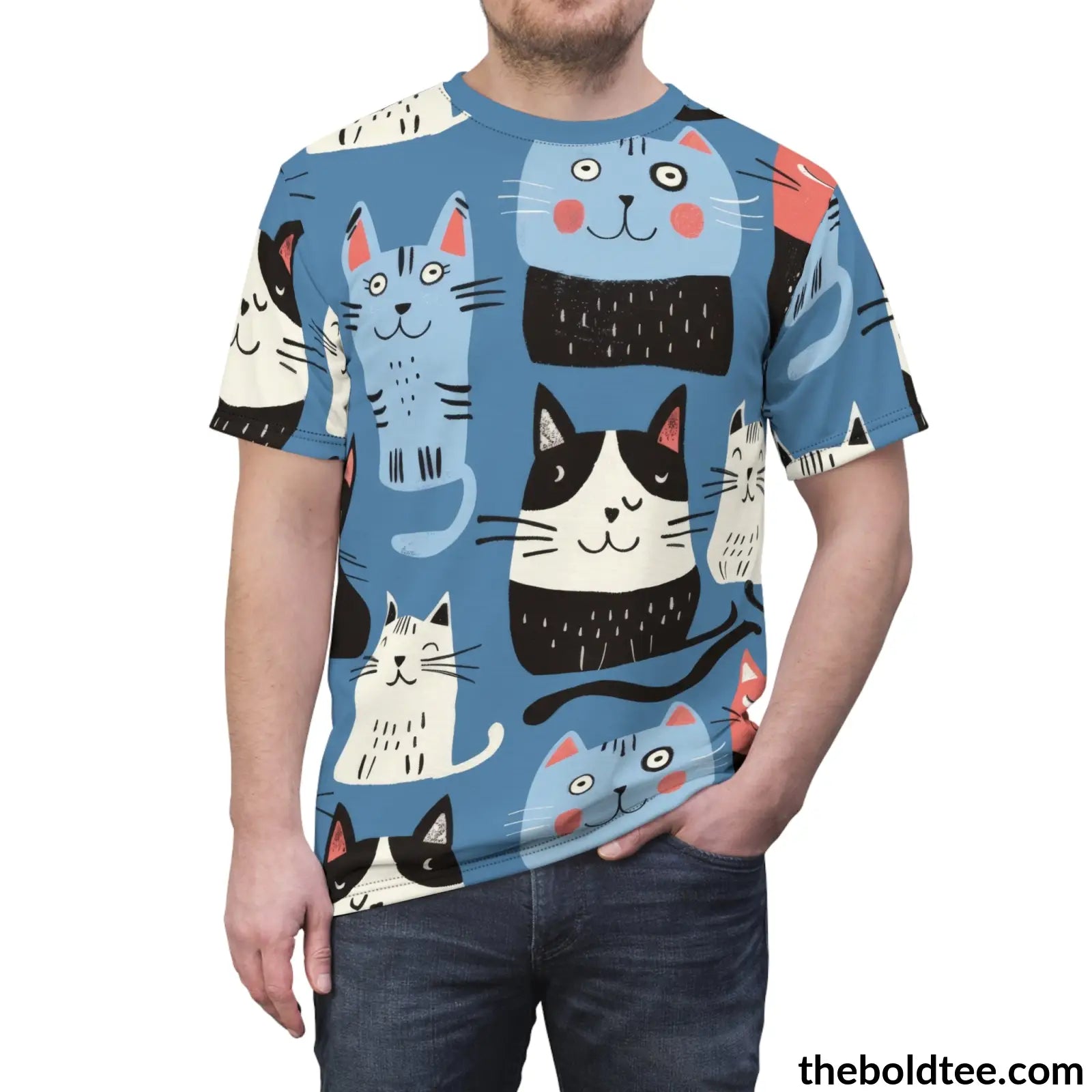 Funny Cats Tee - Premium All Over Print Crewneck Shirt Prints