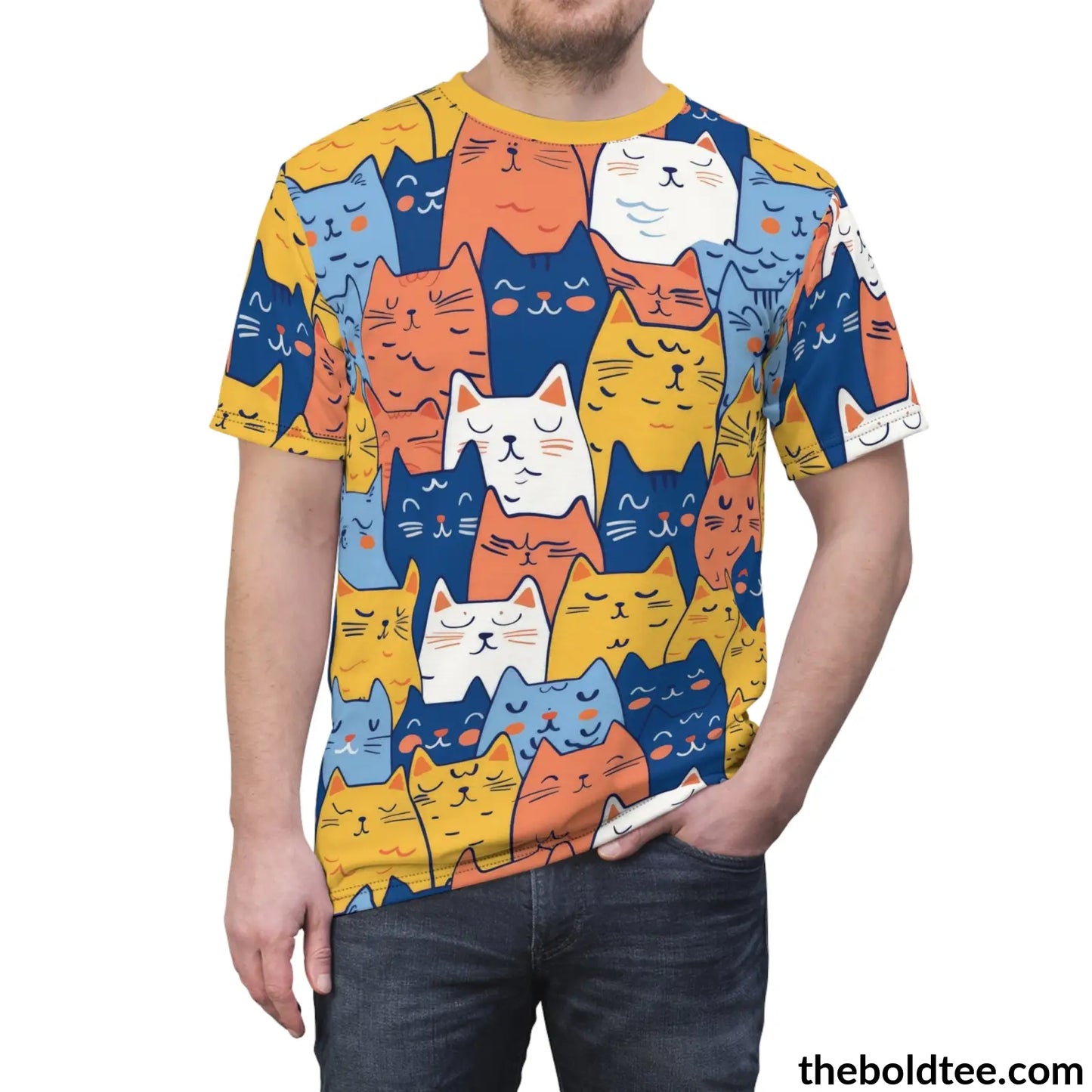 Funny Cats Tee - Premium All Over Print Crewneck Shirt Prints