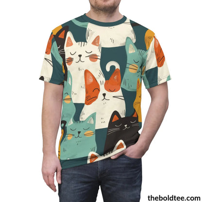 Funny Cats Tee - Premium All Over Print Crewneck Shirt Prints