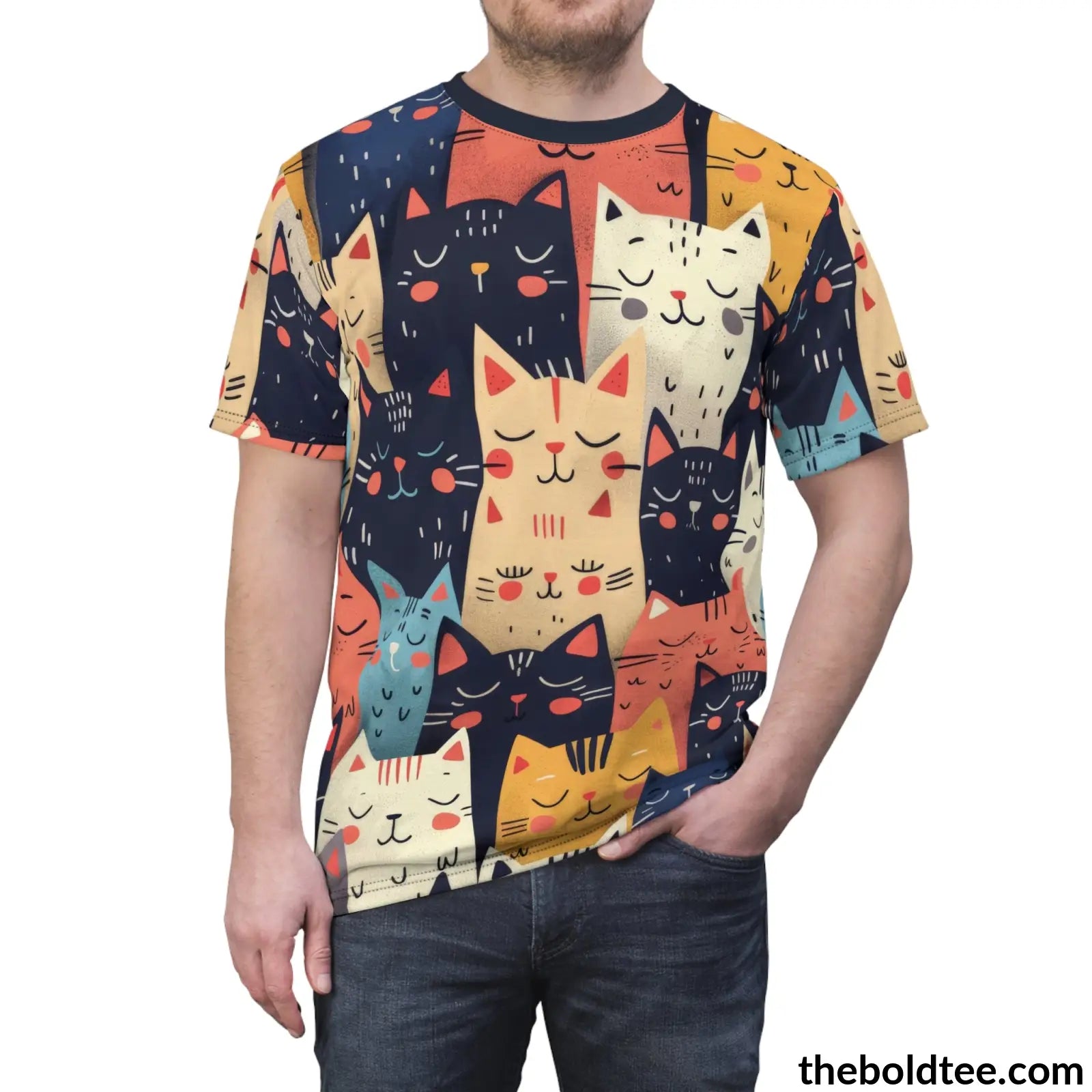 Funny Cats Tee - Premium All Over Print Crewneck Shirt Prints