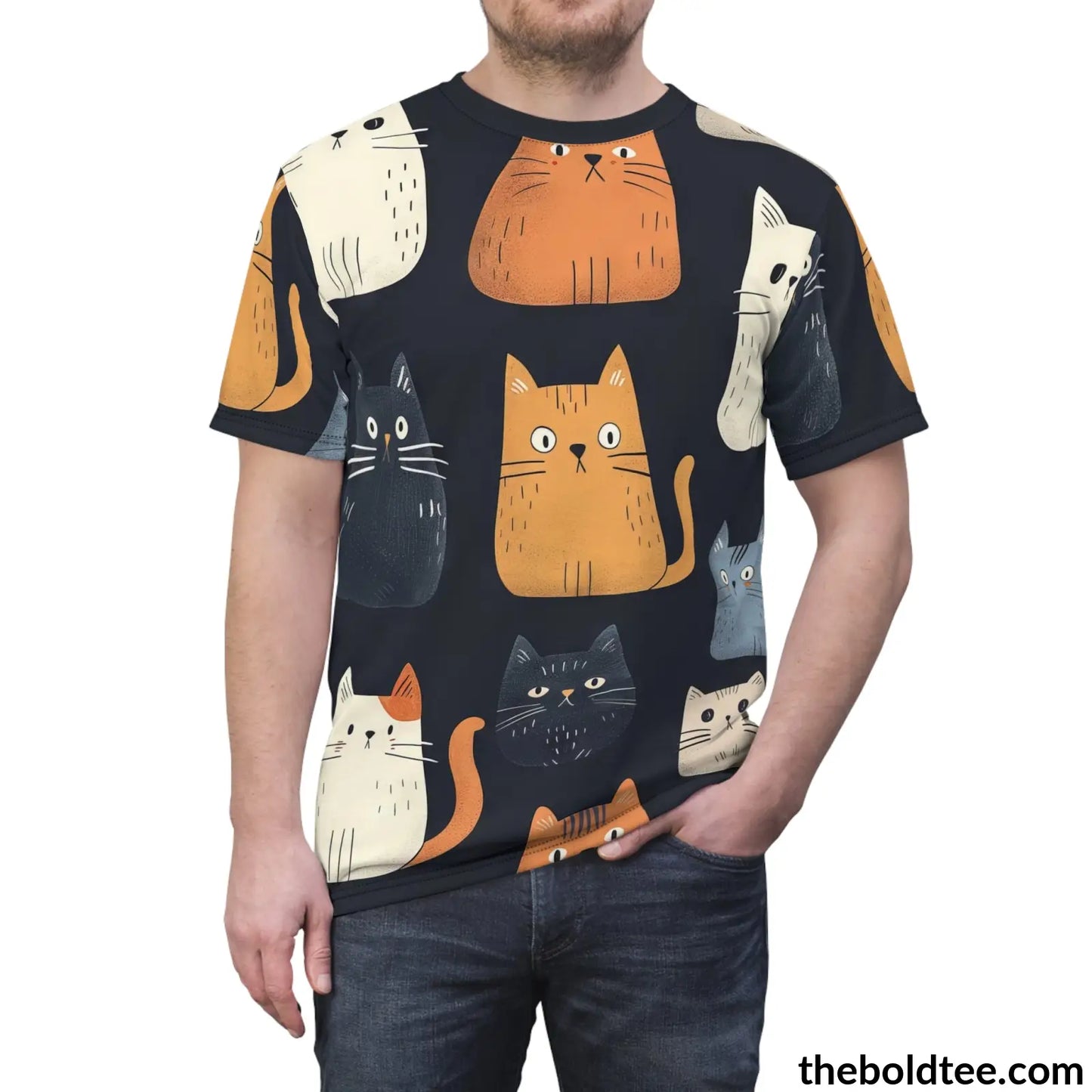 Funny Cats Tee - Premium All Over Print Crewneck Shirt Prints