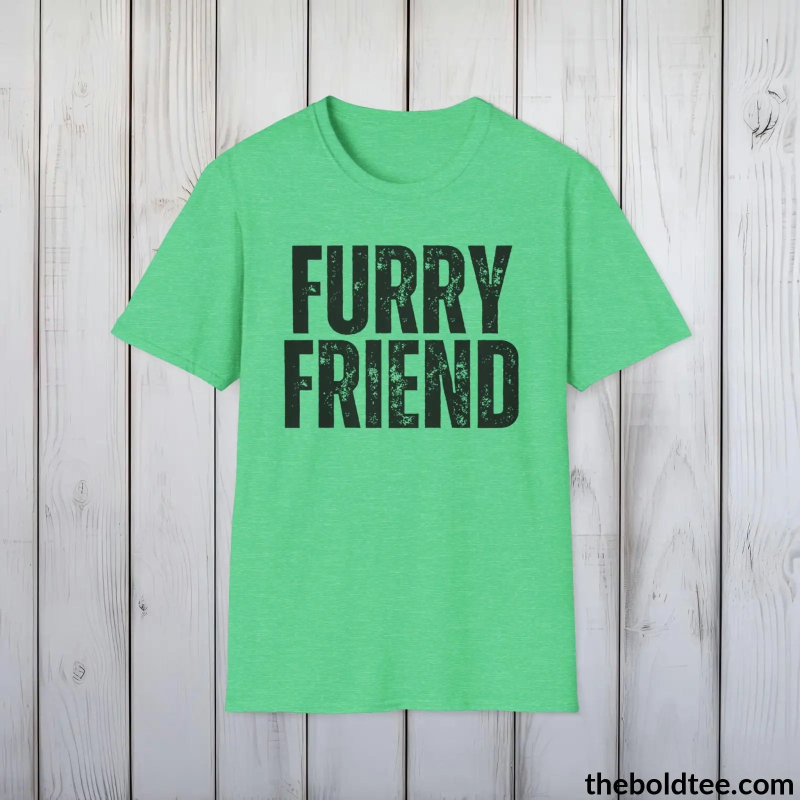 T-Shirt Heather Irish Green / S FURRY FRIEND Tee - Sustainable & Soft Cotton Crewneck Unisex T-Shirt - 9 Bold Colors