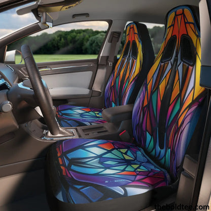 Futuristic Car Seat Covers (2 Pcs.) 48.03’ × 18.50’ / Black All Over Prints