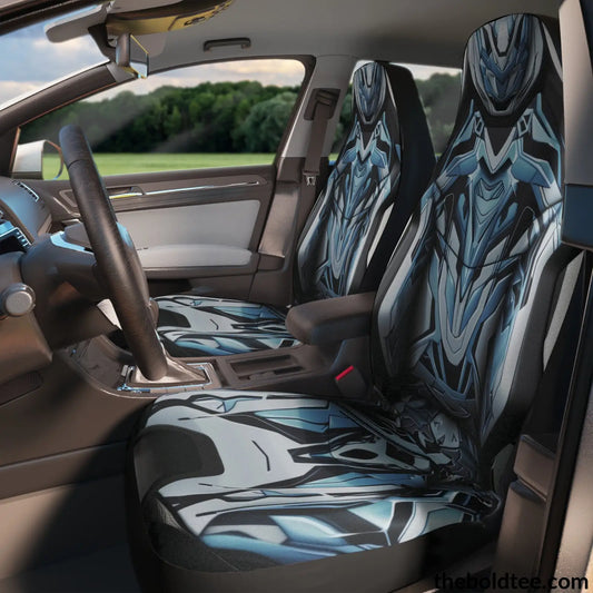 Futuristic Car Seat Covers (2 Pcs.) 48.03’ × 18.50’ / Black All Over Prints