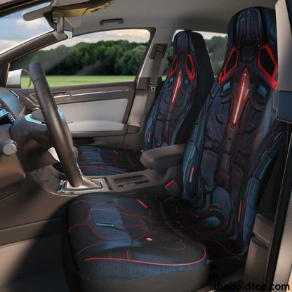 Futuristic Car Seat Covers (2 Pcs.) 48.03’ × 18.50’ / Black All Over Prints