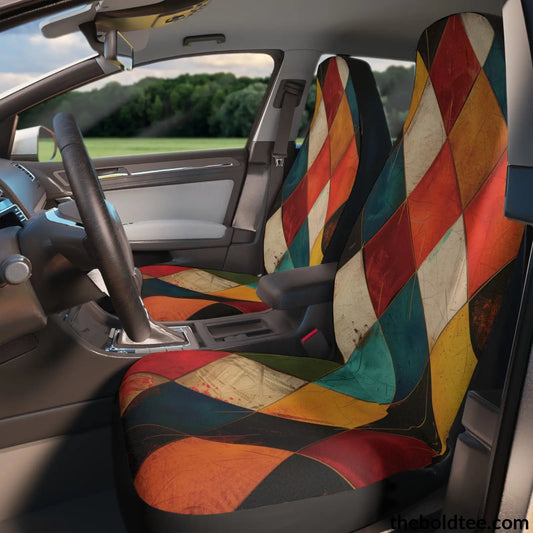 Geometric Car Seat Covers (2 Pcs.) 48.03’ × 18.50’ / Black All Over Prints