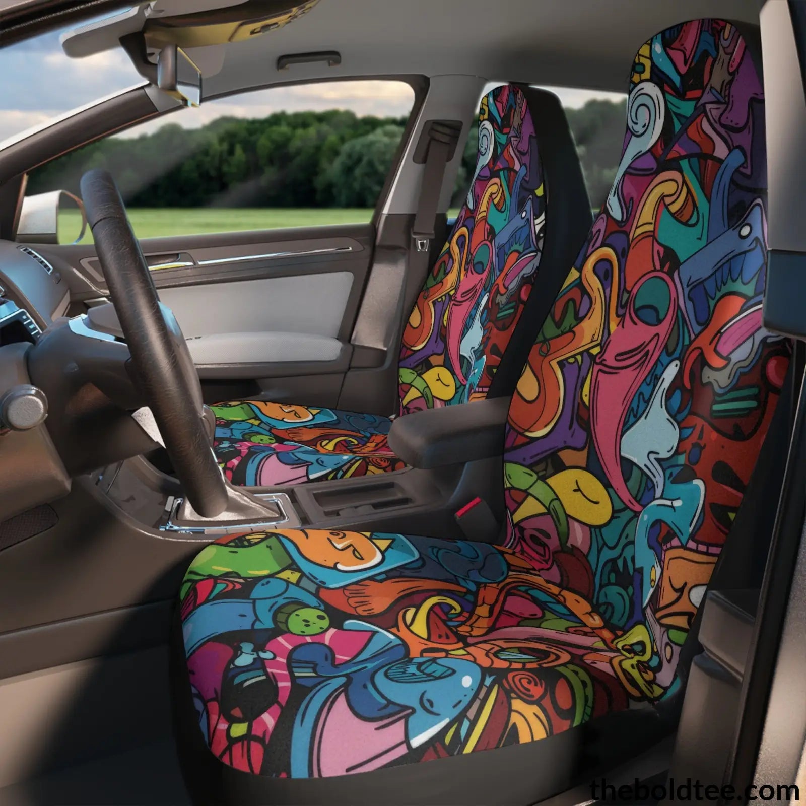 Graffiti Car Seat Covers (2 Pcs.) All Over Prints