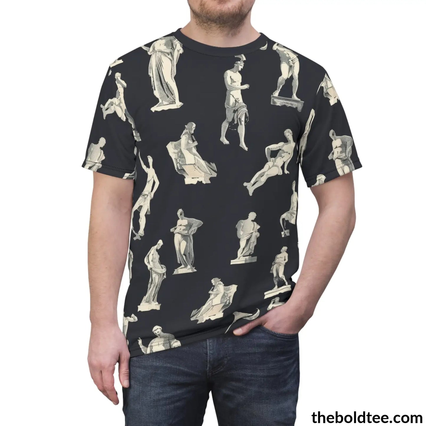 Greek Statues Tee - Premium All Over Print Crewneck Shirt Prints