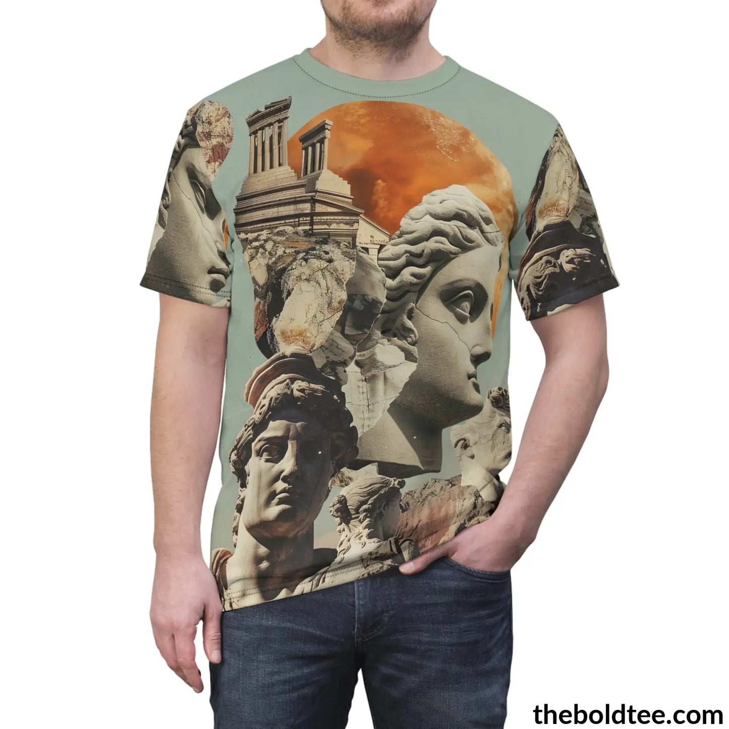 Greek Statues Tee - Premium All Over Print Crewneck Shirt Prints