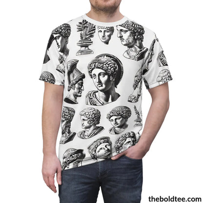 Greek Statues Tee - Premium All Over Print Crewneck Shirt Prints