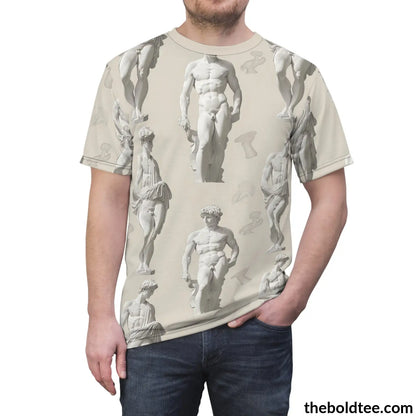 Greek Statues Tee - Premium All Over Print Crewneck Shirt Prints
