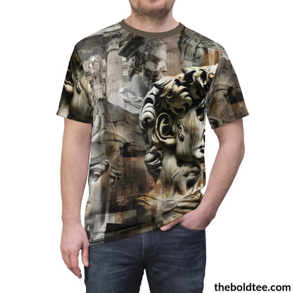 Greek Statues Tee - Premium All Over Print Crewneck Shirt Prints