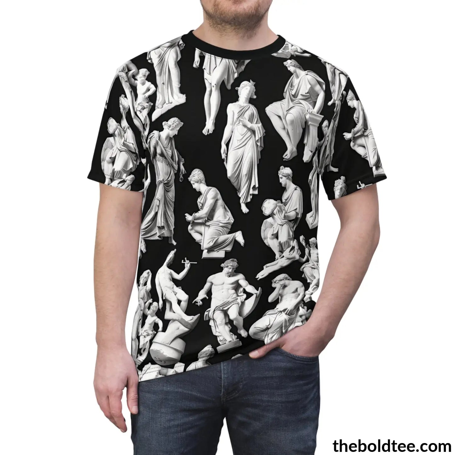 Greek Statues Tee - Premium All Over Print Crewneck Shirt Prints