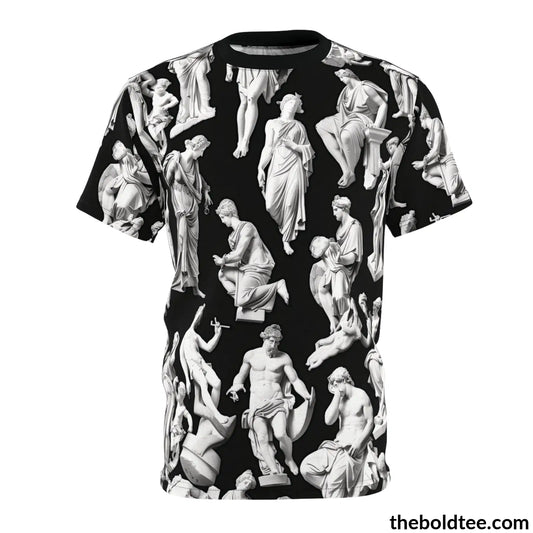 Greek Statues Tee - Premium All Over Print Crewneck Shirt S Prints