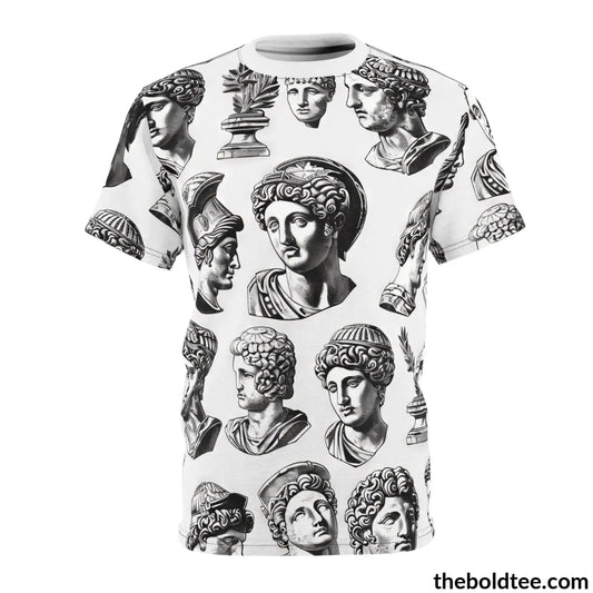 Greek Statues Tee - Premium All Over Print Crewneck Shirt Black Stitching / 6 Oz. S Prints
