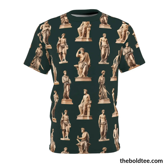 Greek Statues Tee - Premium All Over Print Crewneck Shirt Black Stitching / 6 Oz. S Prints