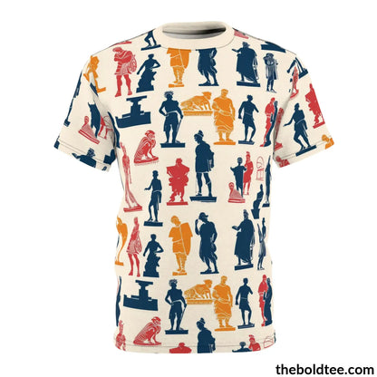 Greek Statues Tee - Premium All Over Print Crewneck Shirt S Prints