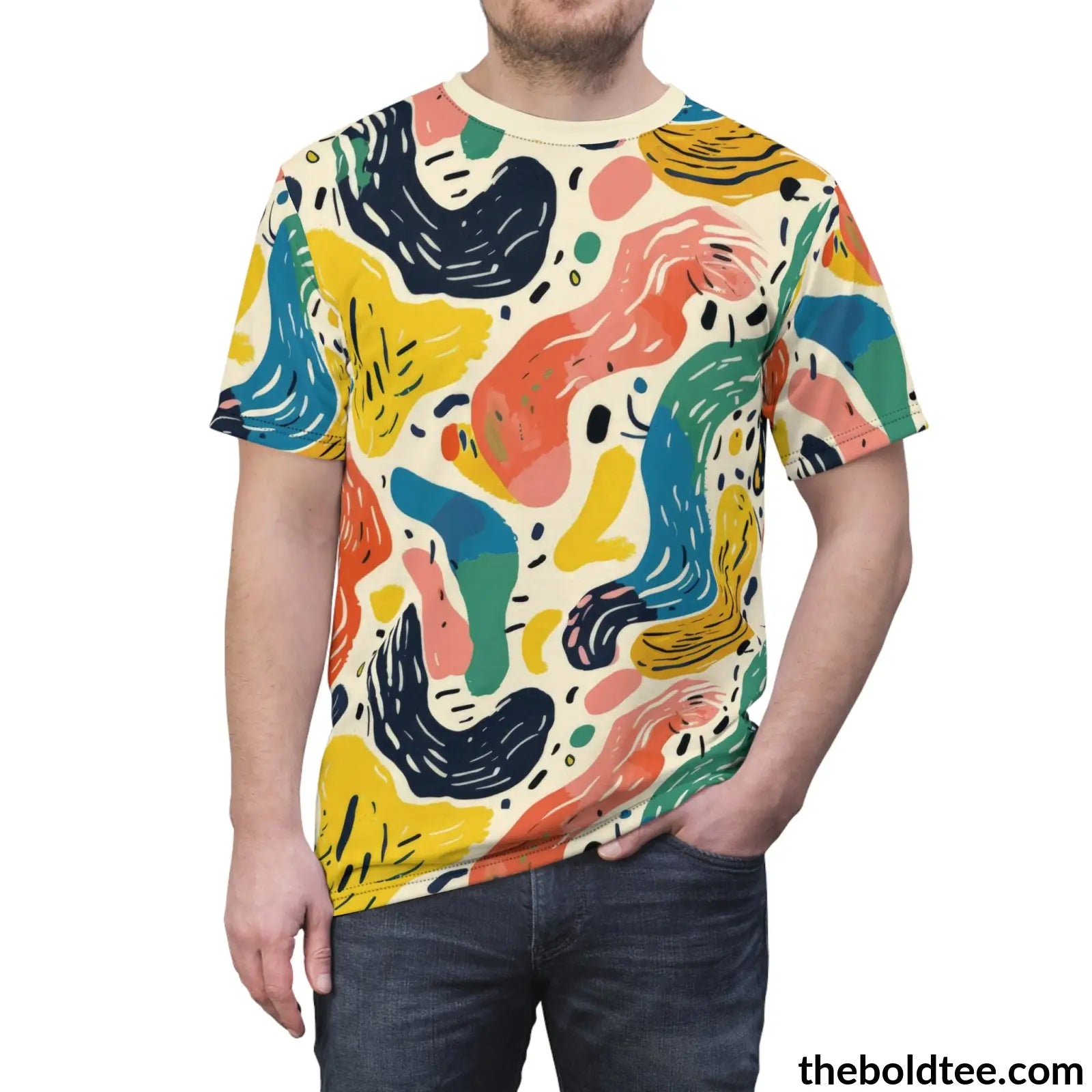 Happy Colors Tee - Premium All Over Print Crewneck Shirt Prints