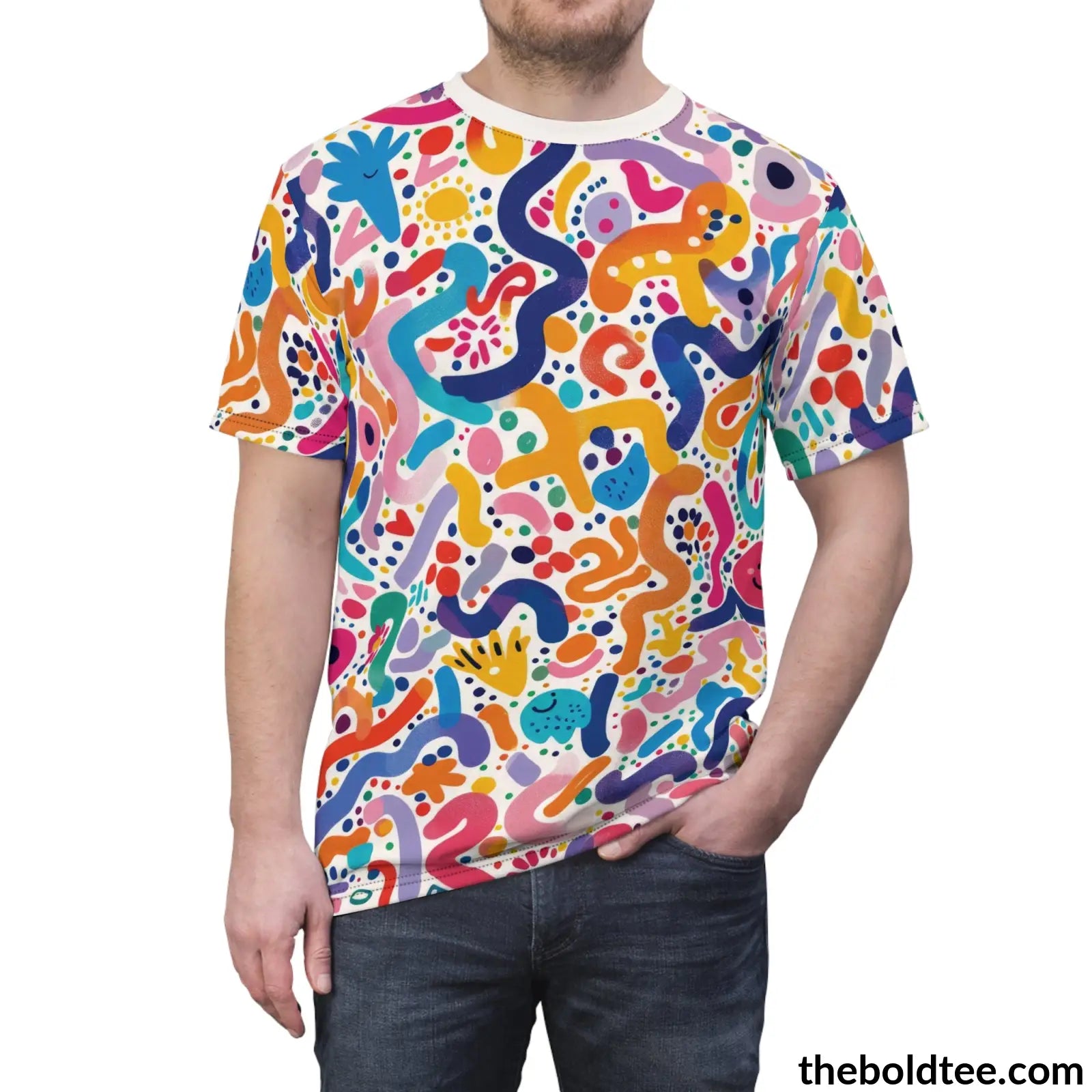 Happy Colors Tee - Premium All Over Print Crewneck Shirt Prints