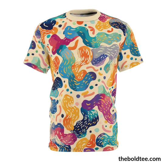 Happy Colors Tee - Premium All Over Print Crewneck Shirt Black Stitching / 6 Oz. S Prints